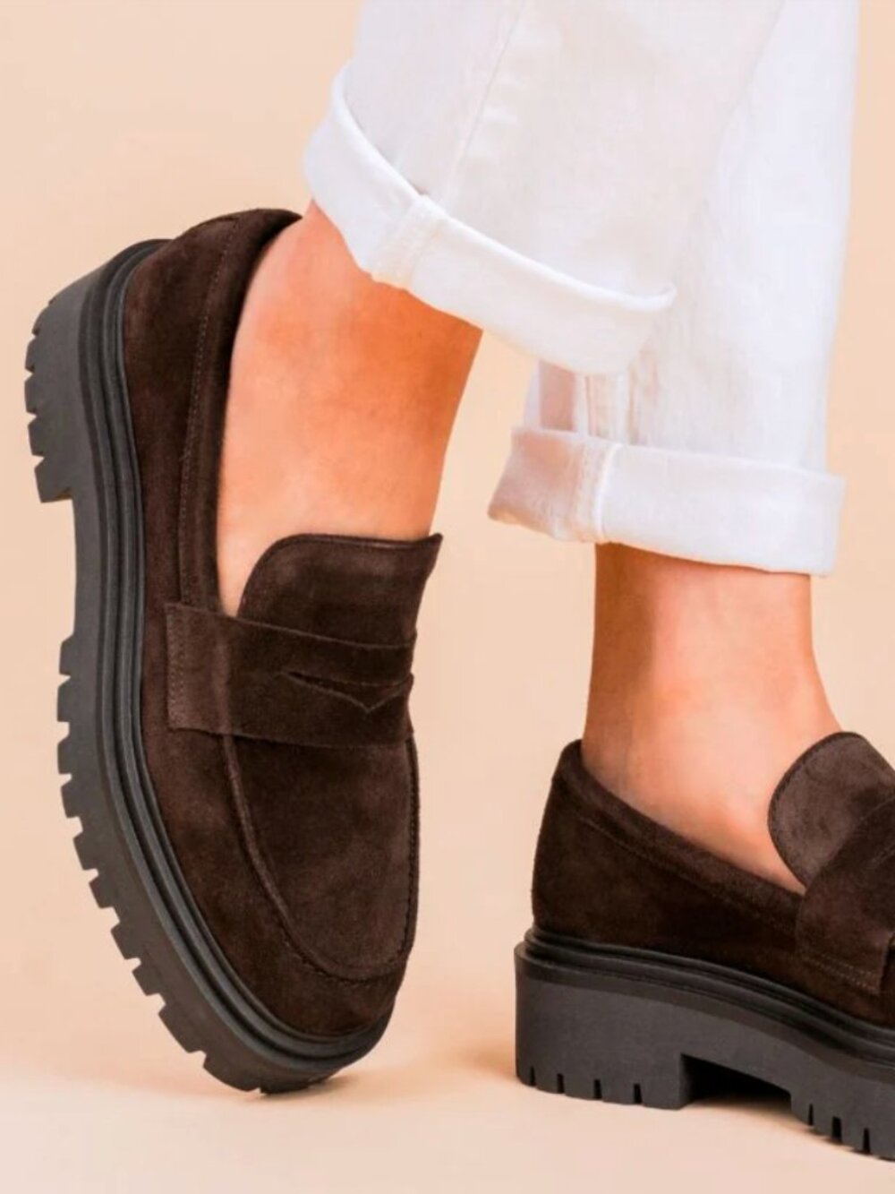 Thursday Boot Company Dark Brown Suede Lug Sole Loafers